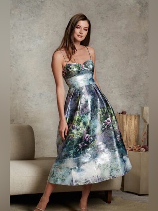 Monique Lhuillier Garden Print Metallic Dress - Picture 3 of 6